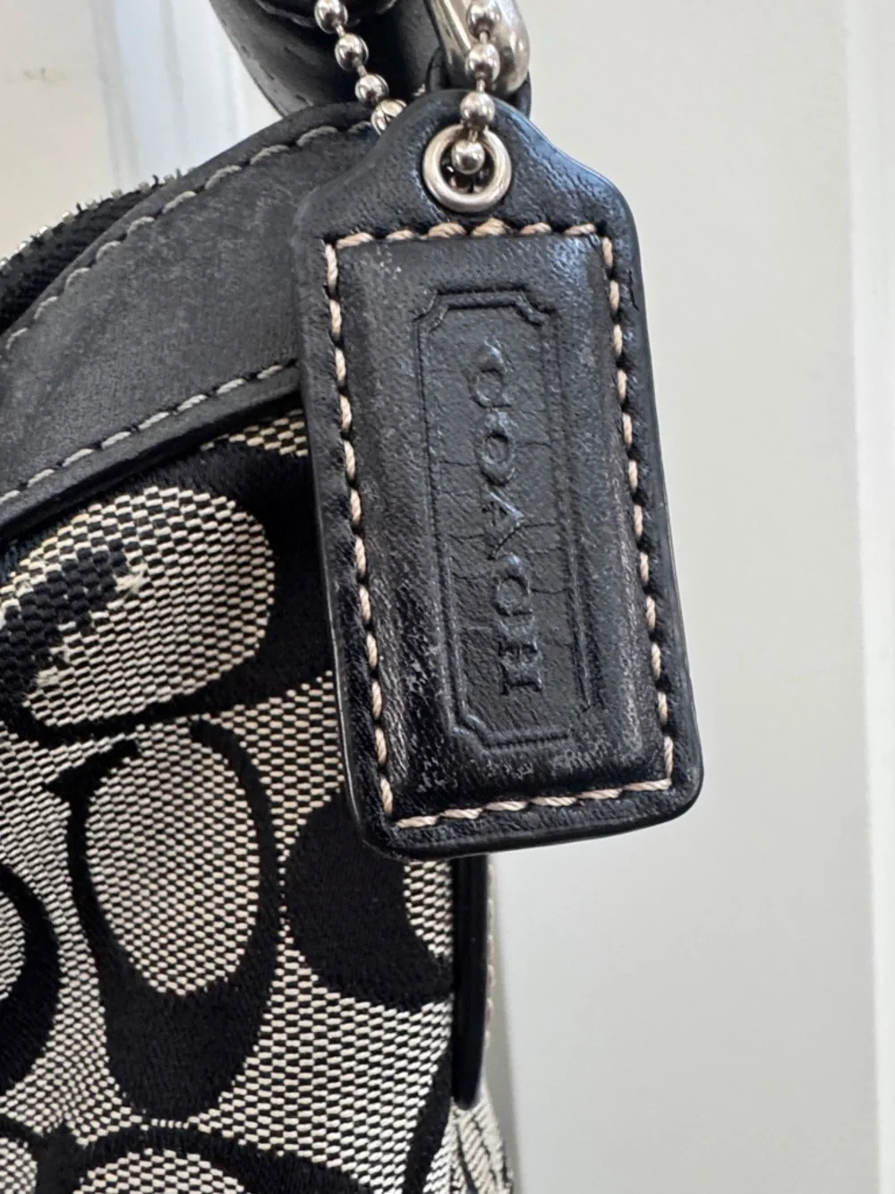 Coach Vintage Black and Gray Signature Jacquard Shoulder Bag